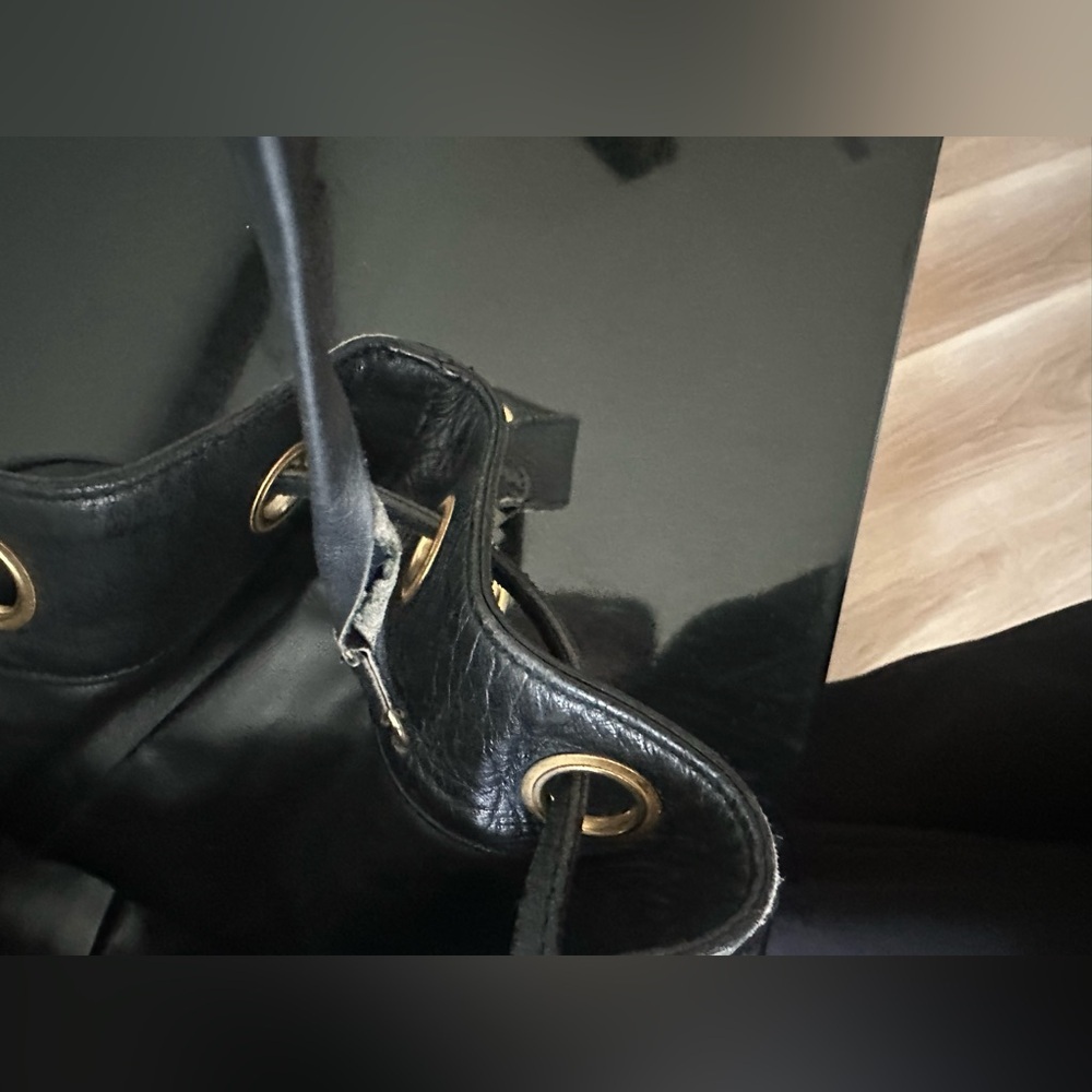 CHANEL Black Leather Bucket Bag with Gold Chain - Picture 8 of 15